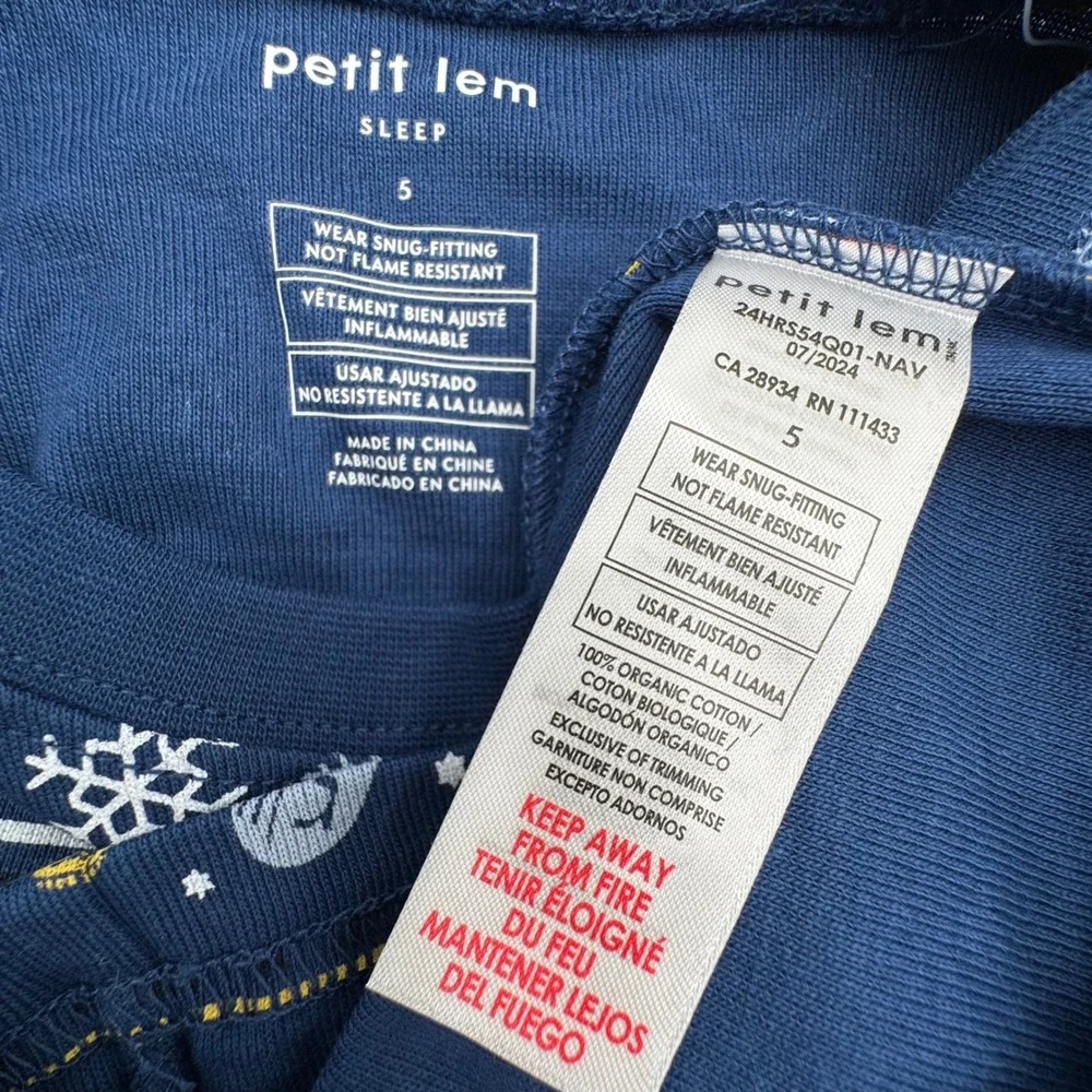 NEW Petit Lem Sleep Kids Pajamas Set Size 5 Blue Hanukkah Menorah Organic Cotton